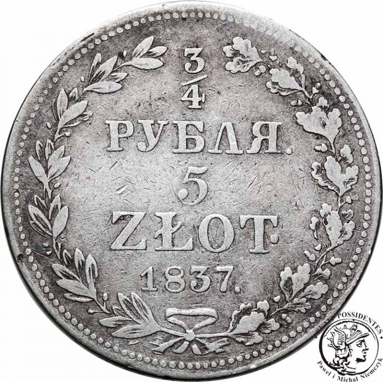 3/4 Rubla = 5 złotych 1837 MW Mikołaj I st. 3-