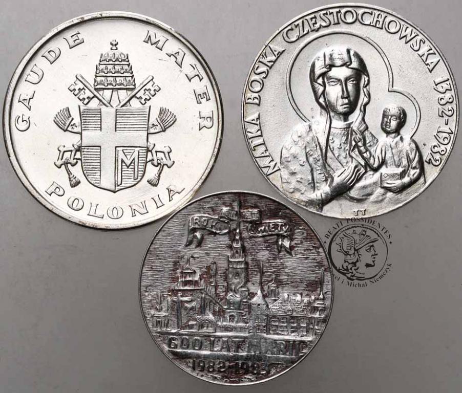 Polska Jan Paweł II medale srebro lot 3 szt. st.2