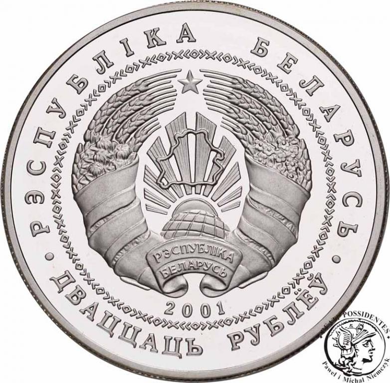 Białoruś 20 rubli 2001 Żubr st. L