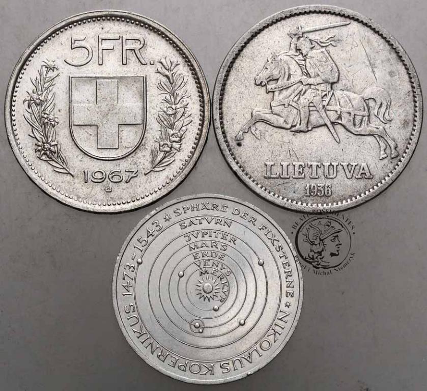 Niemcy / Szwajcaria / Litwa zestaw 3 monet st.2/3