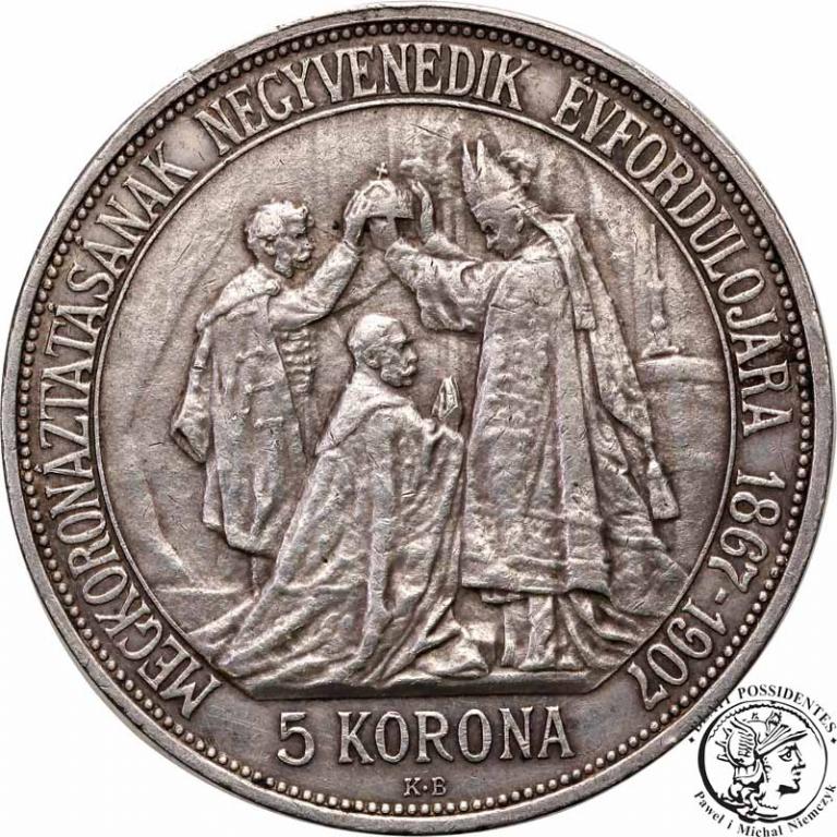 Węgry 5 koron 1907 st.3+