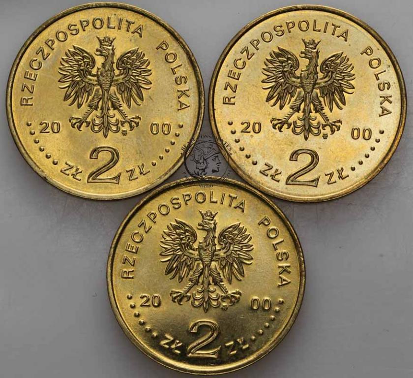 2 złote 2000 Tysiąclecie Wrocławia lot 3 szt. st1-
