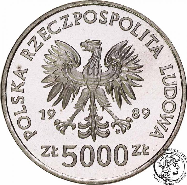 PRÓBA Nikiel 5000 złotych 1989 Jagiełło pop. st.L
