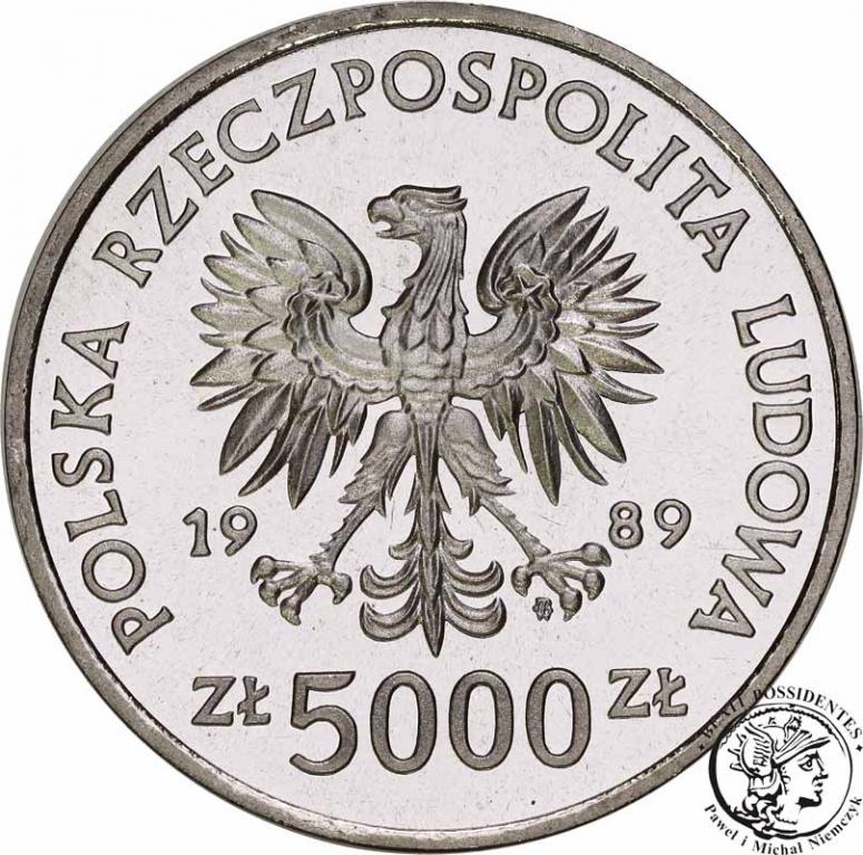 PRÓBA Nikiel 5000 złotych 1989 Jagiełło półp st.L-