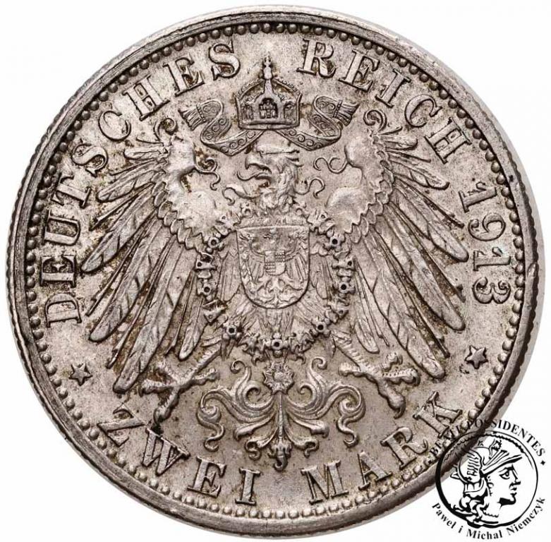 Niemcy Badenia 2 Marki 1913 st. 3+