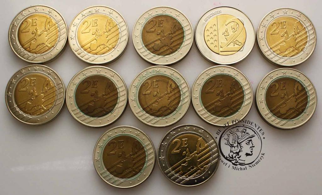 Europa PRÓBY monet 2 Euro lot 12 szt. st.1/2