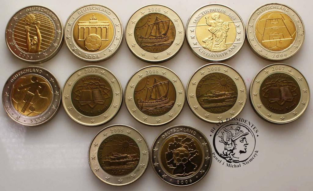 Europa PRÓBY monet 2 Euro lot 12 szt. st.1/2