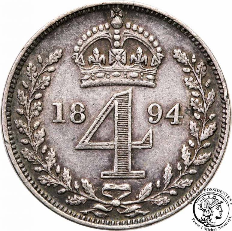Wielka Brytania 4 Pence 1894 Victoria st.3+