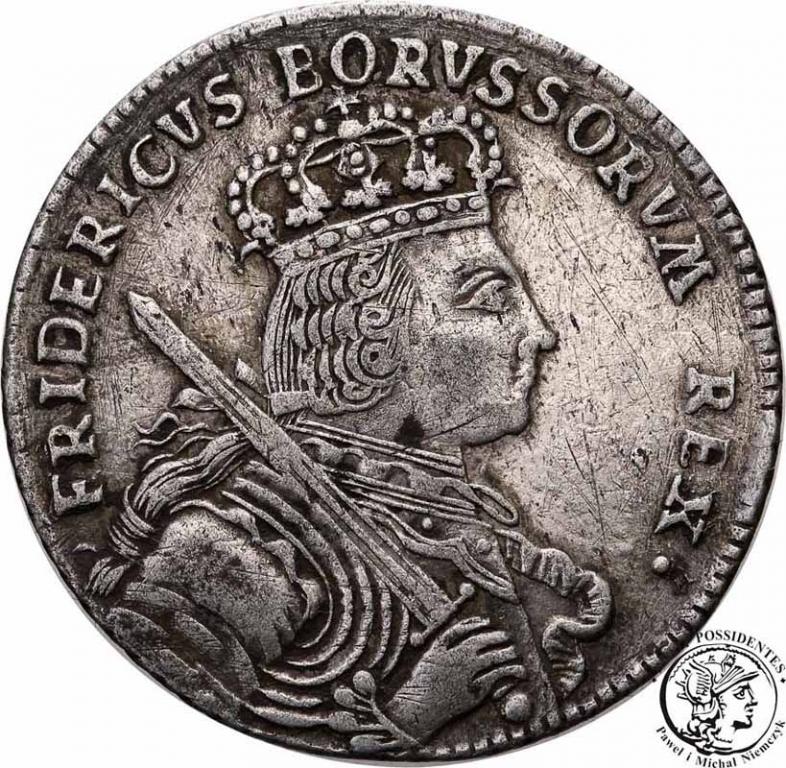Niemcy Prusy 18 groszy 1755 E Królewiec st.3+