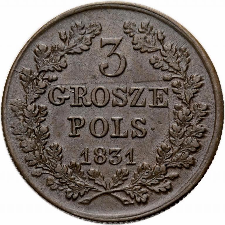 Polska Powstanie Listopadowe 3 grosze 1831 st3+/2-