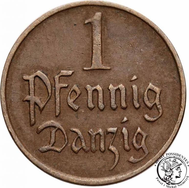 Wolne Miasto Gdańsk / Danzig 1 fenig 1929 st. 3+