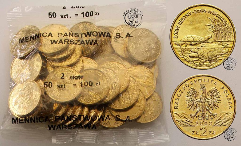 WOREK MENNICZY - 2 złote 2002 Żółw Błotny - 50szt