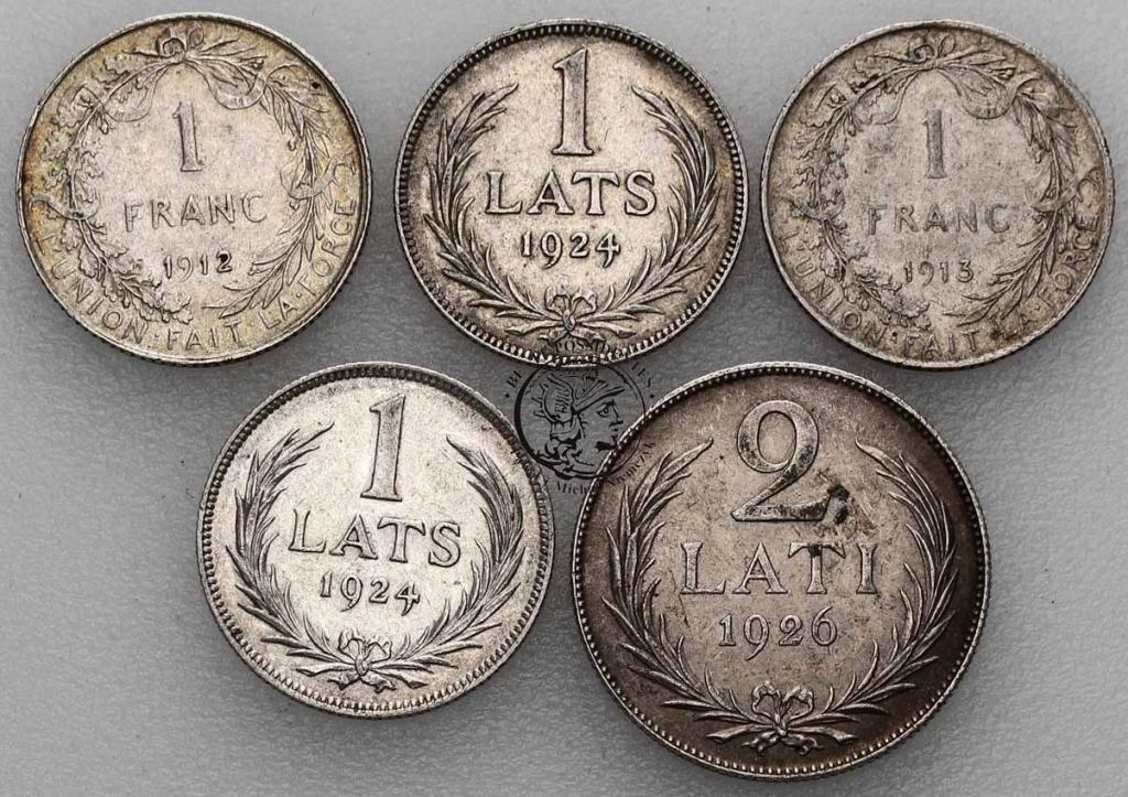 Europa monety srebrne lot 5 szt. st.3+