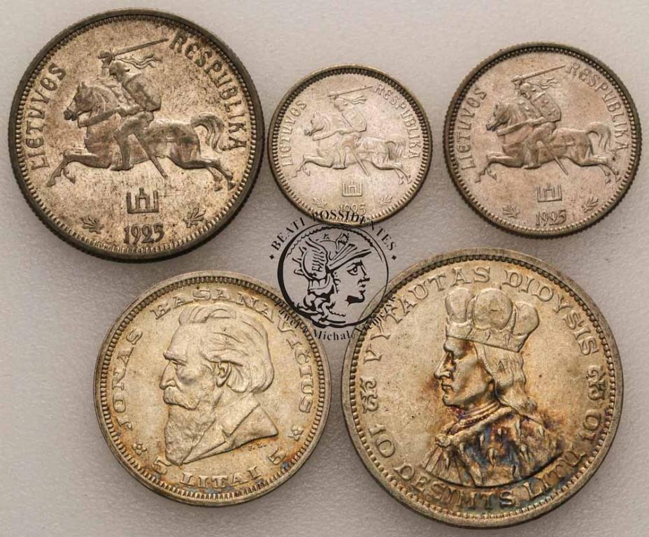 Litwa zestaw srebrnych monet 5 szt st 2