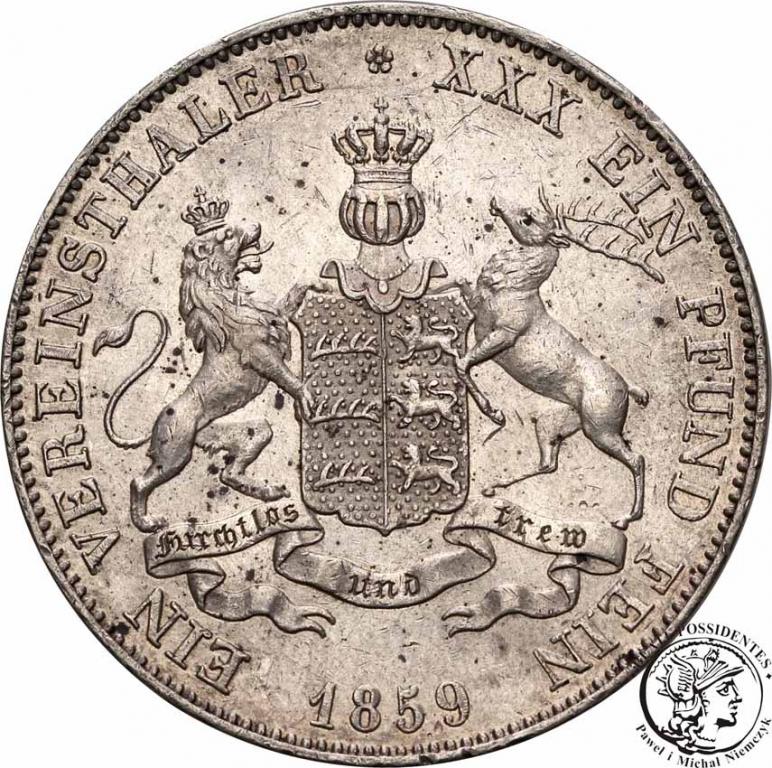 Niemcy Wirttembergia 1 Talar 1859 st. 3+