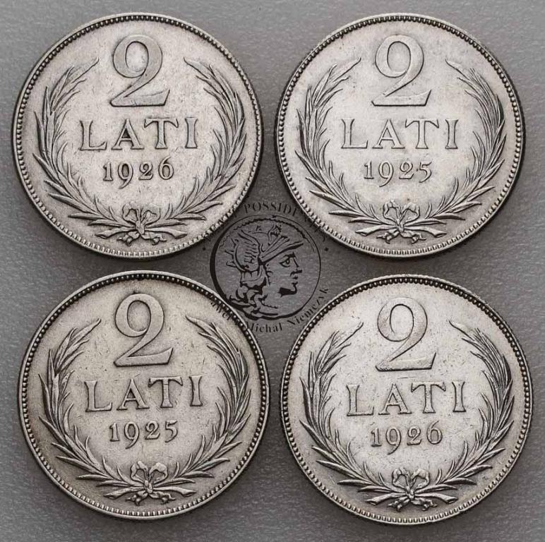 Łotwa 2 Lati 1925/26 lot 4 szt st. 3+