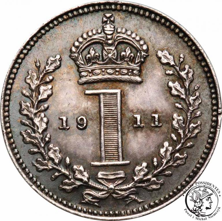 Wielka Brytania Maundy 1 Penny 1911 George V st. 1