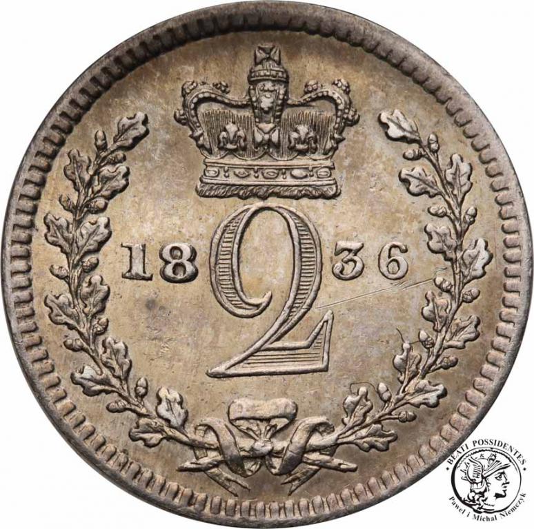 W Brytania Maundy Twopence 1836 Wilhelm IV st1-/2+