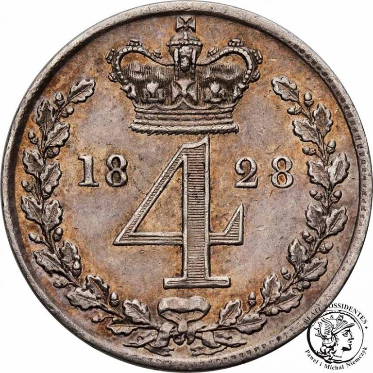 Wielka Brytania Fourpence 1828 George IV st.2/2+