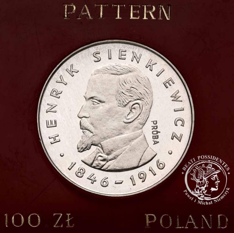 PRÓBA SREBRO 100 złotych 1977 Sienkiewicz st. L-