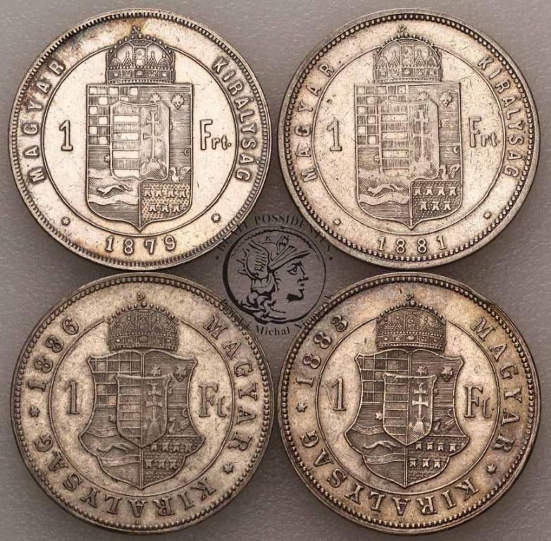 Węgry 1 forint SREBRO Franciszek I 4 szt st. 3/3+