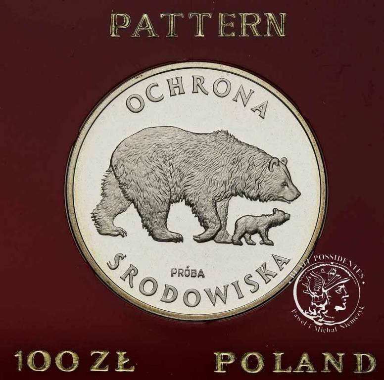 PRÓBA Srebro 100 złotych 1983 Niedźwiedzie st. L-