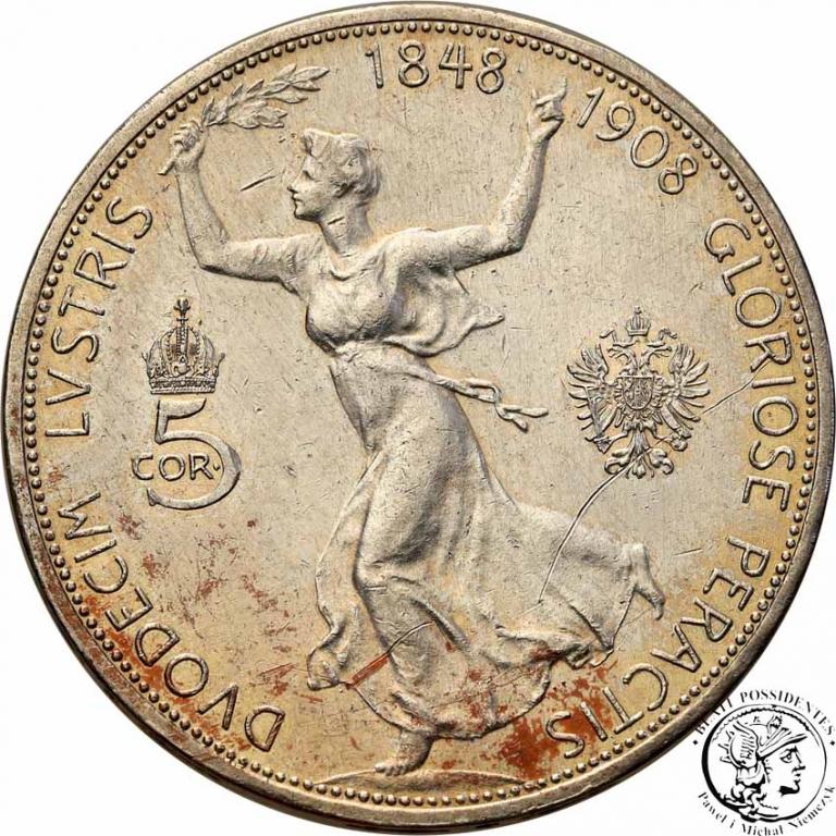 Austria 5 Koron 1908 st.3+