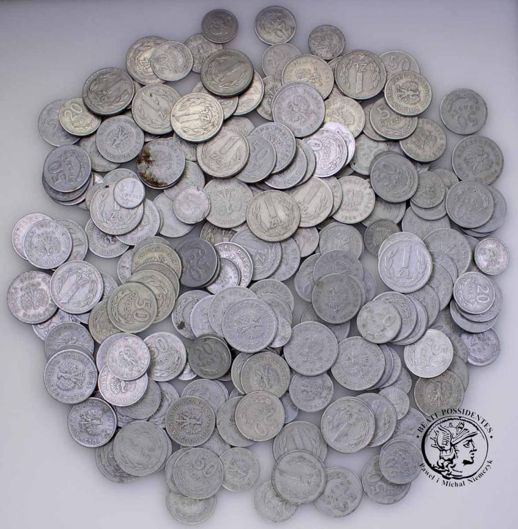 Polska duży zestaw monet PRL Aluminium 1949 mix