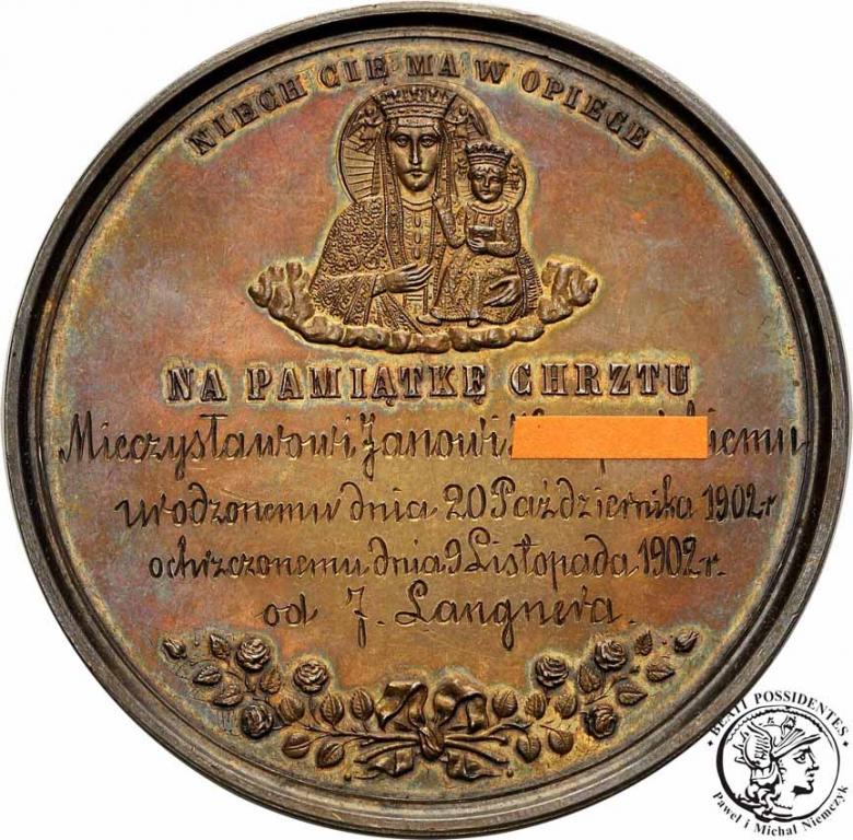 Polska medal chrzcielny 1902 srebro ''91'' st.1