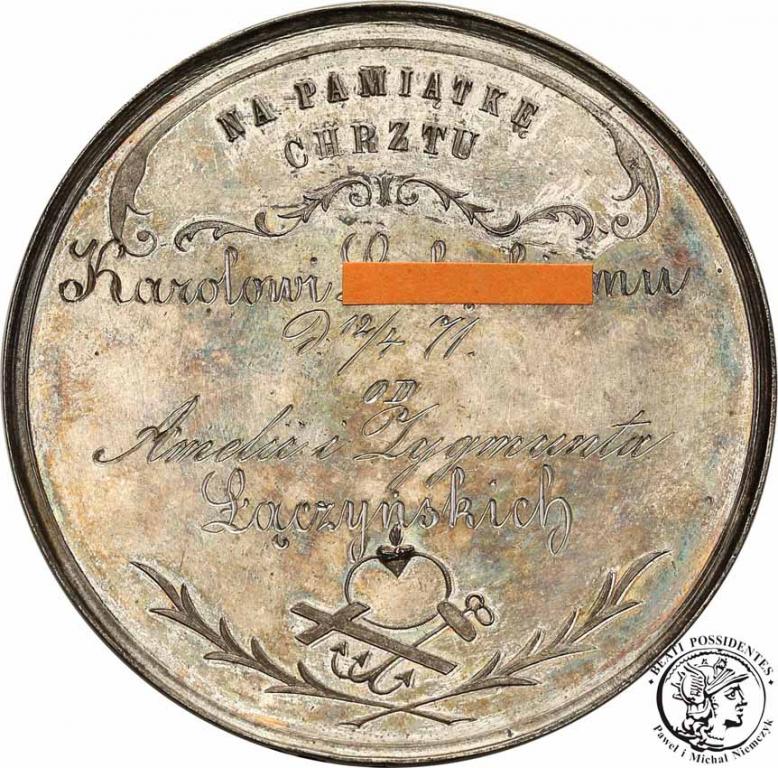 Polska medal chrzcielny 1871 srebro ''91'' st.1/L-