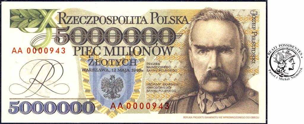 Banknot REPLIKA 5 000 000 złotych Piłsudski st. 1