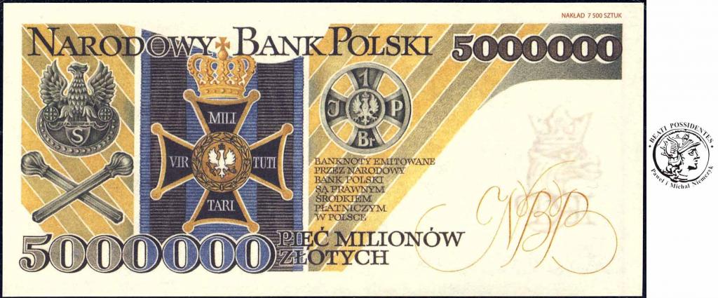 Banknot REPLIKA 5 000 000 złotych Piłsudski st. 1