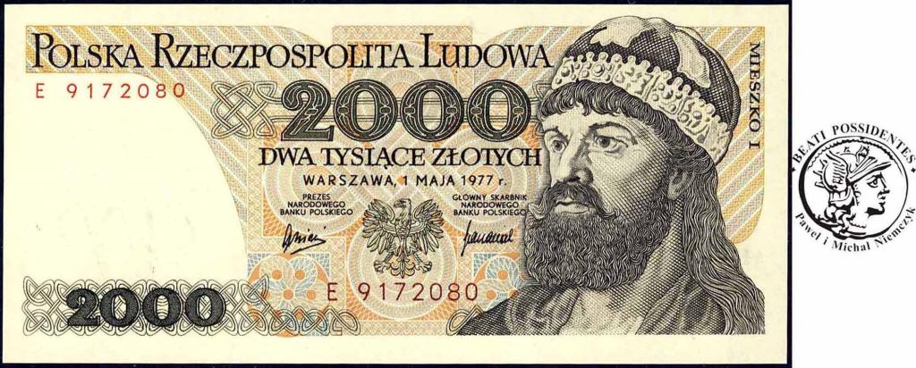 Banknot 2000 złotych 1977 Mieszko I seria E st.1