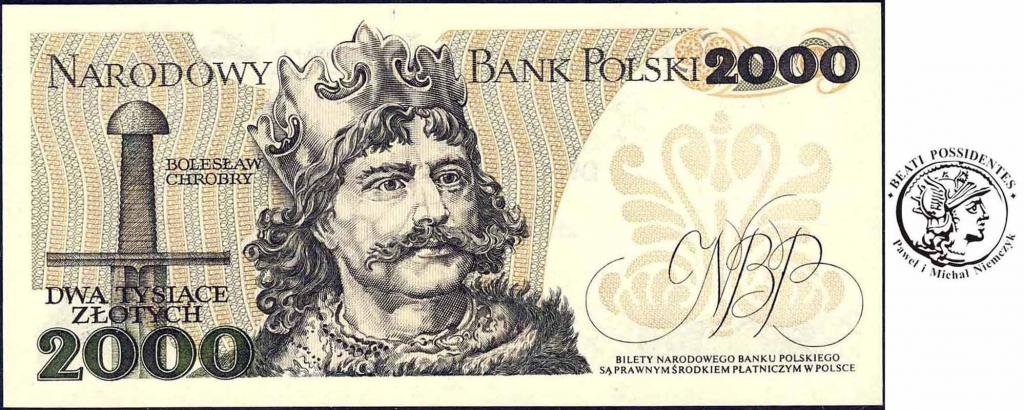 Banknot 2000 złotych 1982 Mieszko I seria BR st.1