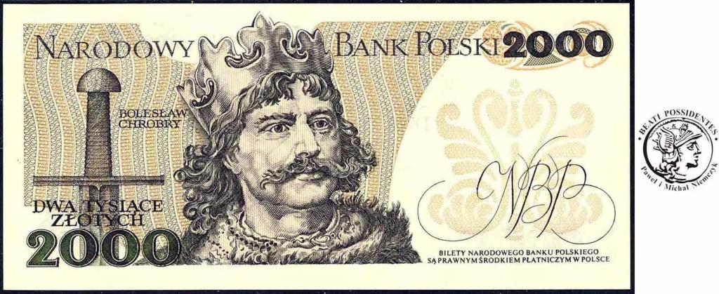 Banknot 2000 złotych 1982 Mieszko I seria BR st.1-