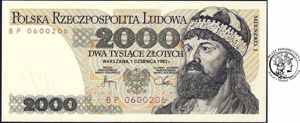 Banknot 2000 złotych 1982 Mieszko I seria BP st.1