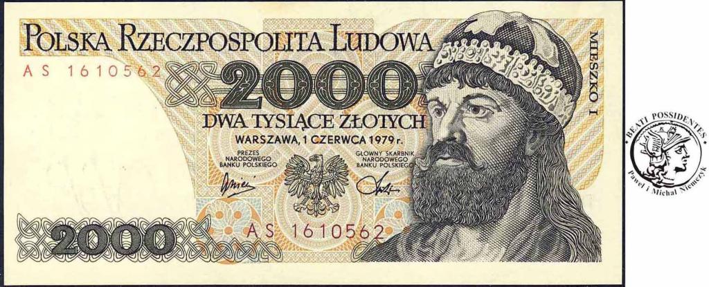 Banknot 2000 złotych 1979 Mieszko I seria AS st.1-