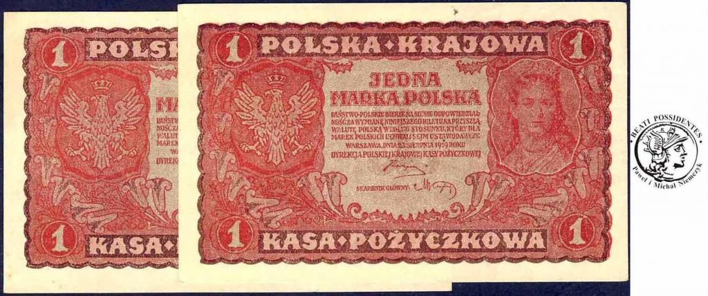 Banknoty Marki Polskie zestaw 2 szt 1919-20 st1-/2