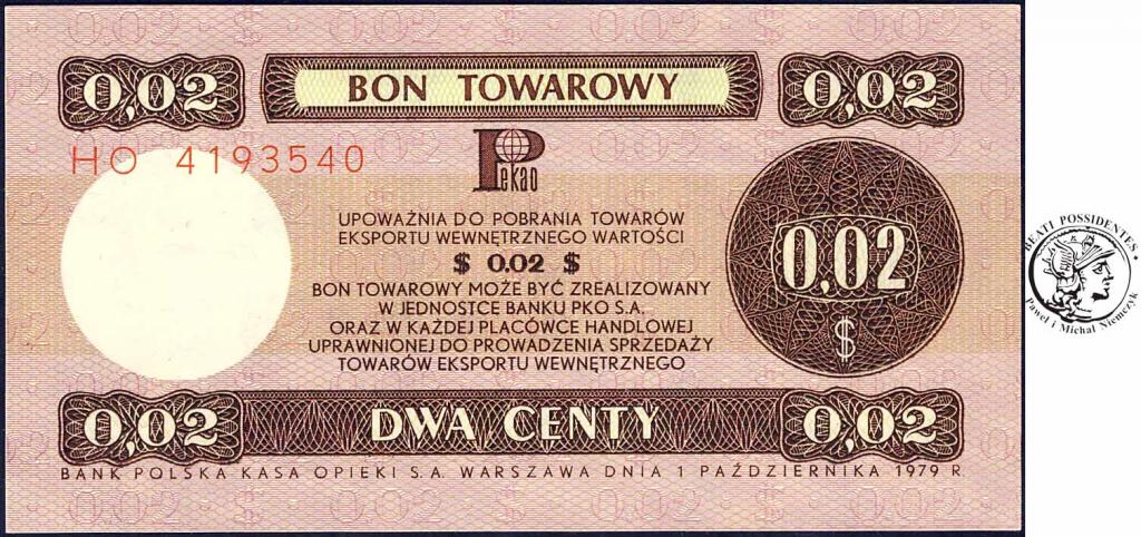 Polska 2 Centy 1979 seria HO bon towarowy Pekao s1