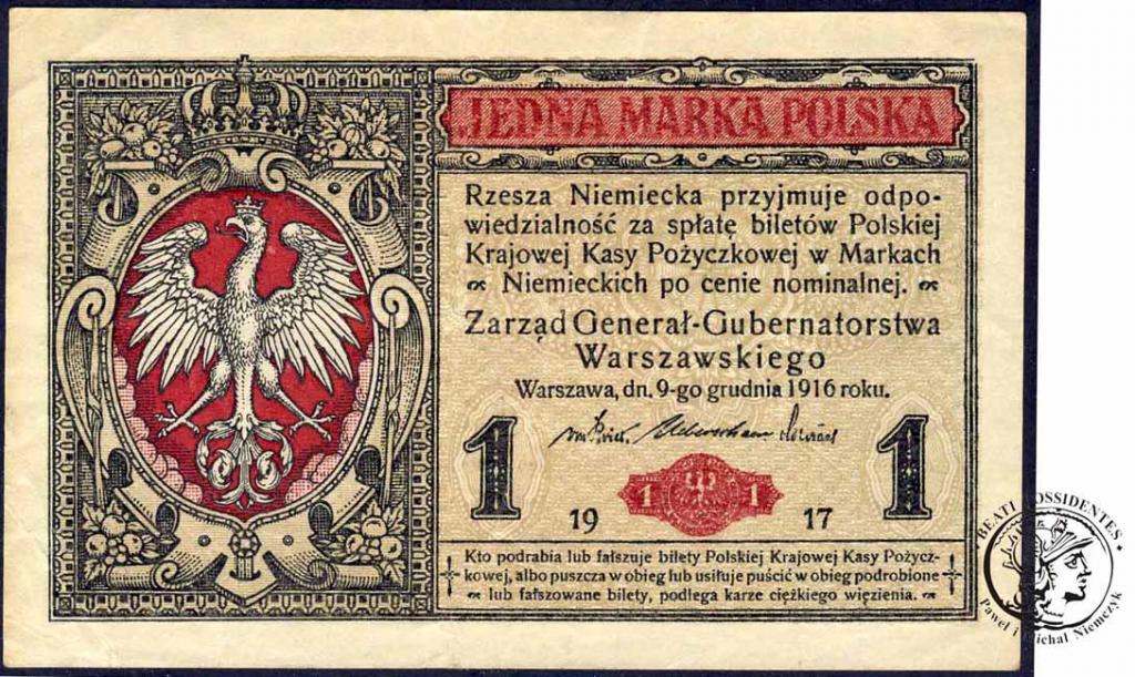 Banknot 1 marka polska 1916 - Generał st. 3