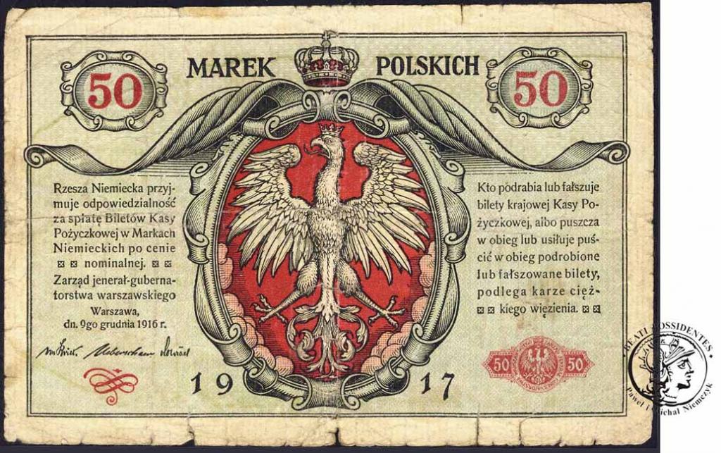 Banknot 50 marek polskich 1916 - Generał st. 4