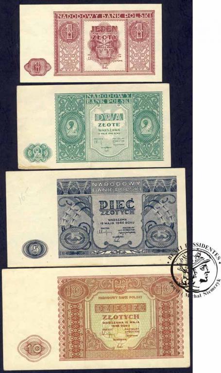 Zestaw banknotów 1-10 złotych 1946 RÓŻNE st. 2-/3