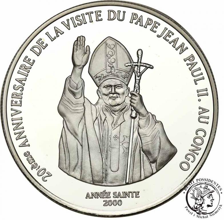 Kongo Jan Paweł II 10 franków 2000 st. L-