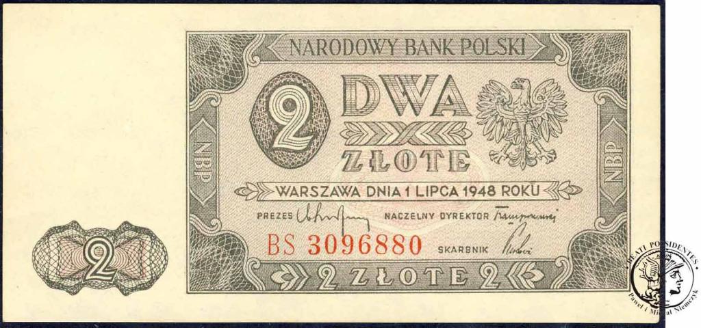 Polska banknot 2 złote 1948 - ser. BS - st. 1