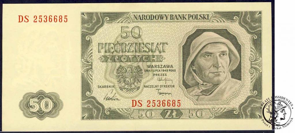 Polska banknot 50 złotych 1948 - ser.DS - st.1-/2+