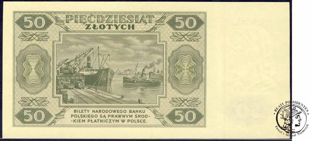 Polska banknot 50 złotych 1948 - ser.DS - st.1-/2+