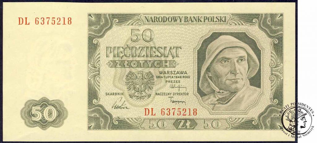 Polska banknot 50 złotych 1948 - ser. DL - st. 2+