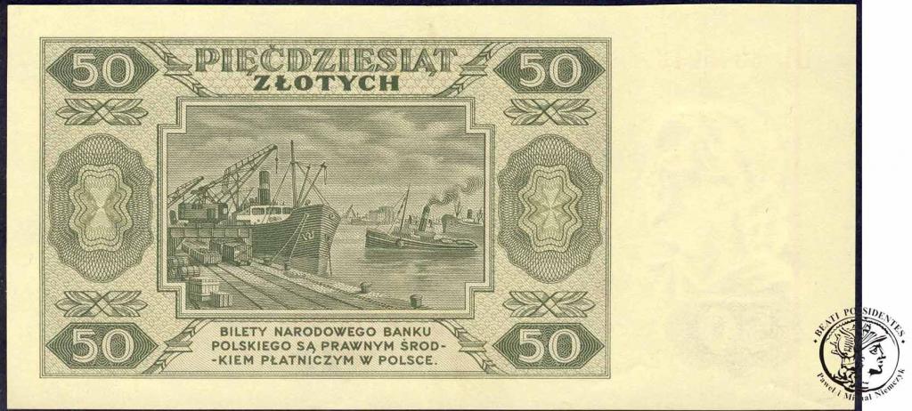 Polska banknot 50 złotych 1948 - ser. DL - st. 2+