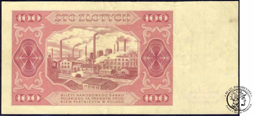 Polska banknot 100 złotych 1948 - ser. IU - st. 3