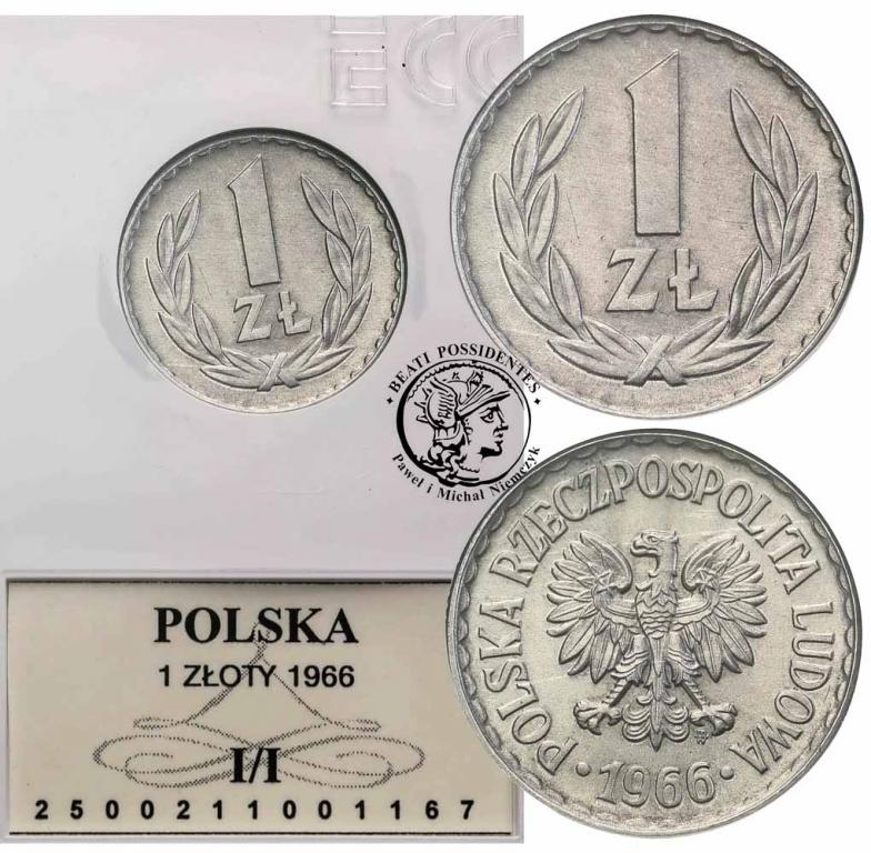 Polska PRL 1 złoty 1966 GCN I/I